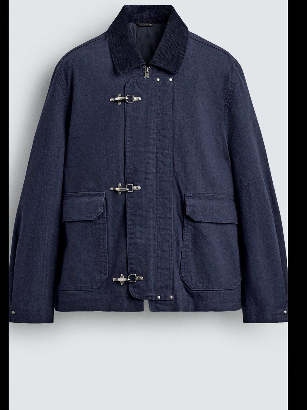 Zara Navy Field Jacket with Toggle Fastenings